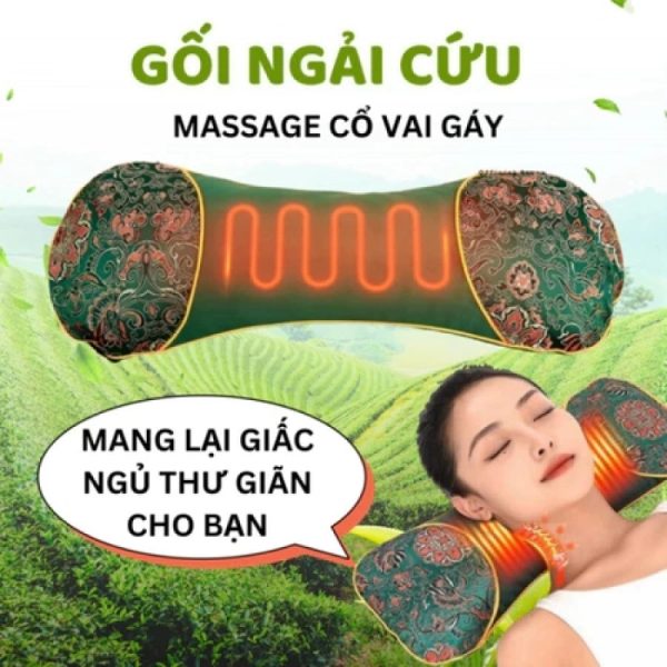 Gối Massage Cổ Vai Gáy Ngải Cứu Cắm Điện Làm ấm cao cấp