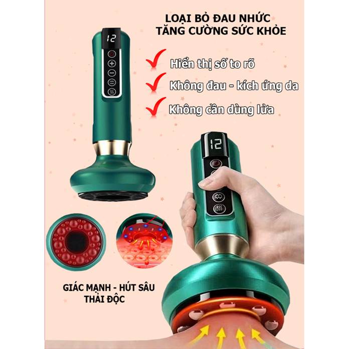 Máy cạo gió giác hơi cầm tay HITOKO-HG22, máy giác hơi sạc điện thông minh 12 cấp độ, dễ sử dụng tại nhà, BH 12 tháng