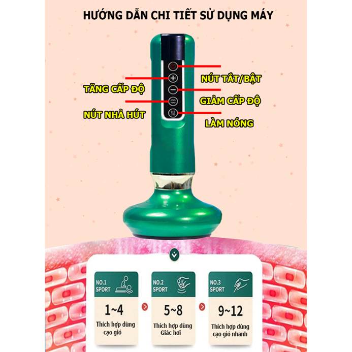 Máy cạo gió giác hơi cầm tay HITOKO-HG22, máy giác hơi sạc điện thông minh 12 cấp độ, dễ sử dụng tại nhà, BH 12 tháng - Ảnh 2